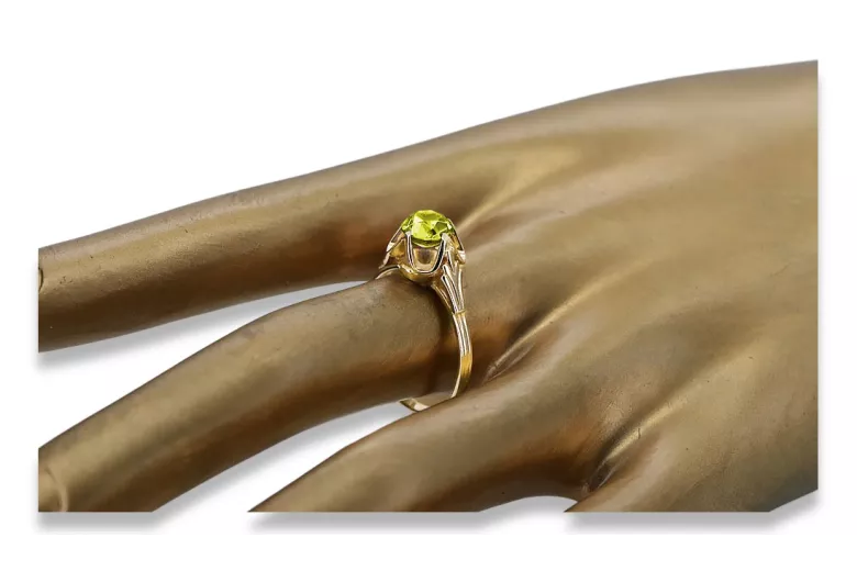 Ring Gelber Peridot 14 Karat Gelbgold Vintage Stil vrc023y